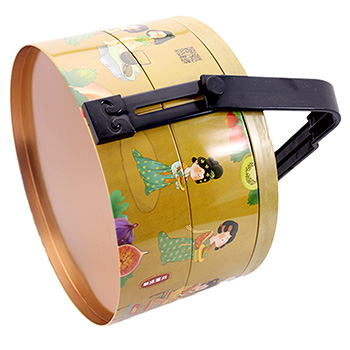 三層手提月餅馬口鐵盒_復(fù)古中秋食品鐵盒定做工廠(chǎng)